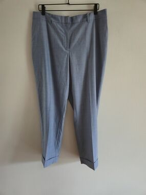 Lafayette 148 New York 100% Wool Size 16 Light Blue  Dress Pants Cuffed Hem